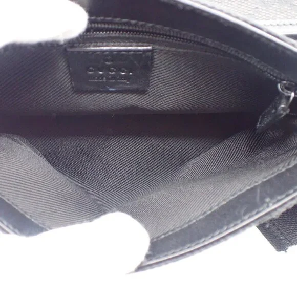 GUCCI Logo GG Pattern Waist Mini Bum Bag Canvas Leather Black SHW Italy 36KC367 - Picture 7 of 15